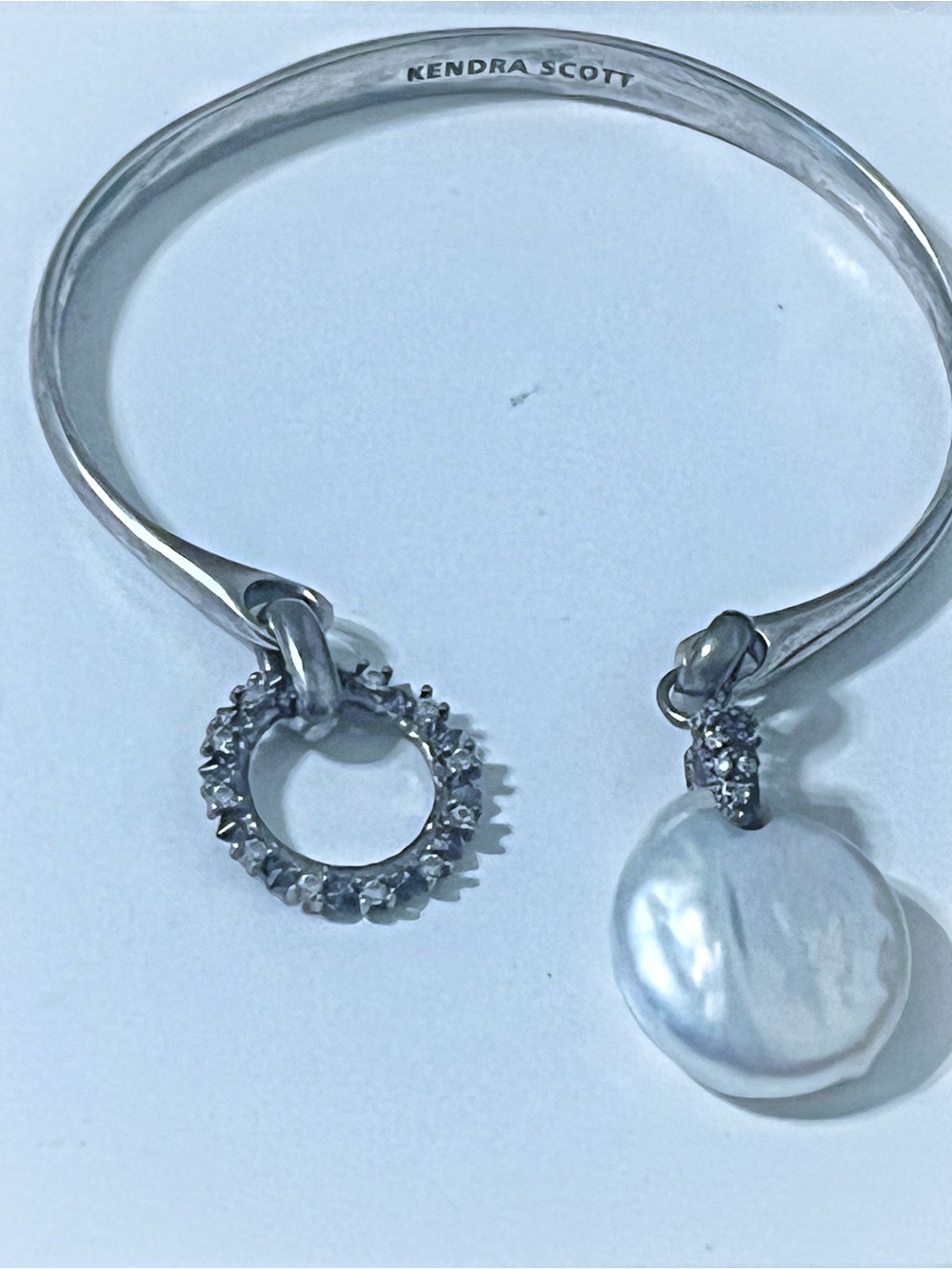 Kendra Scott Modular Bracelet & Crystal Eternity + Freshwater Pearl Charm EUC - Picture 10 of 10